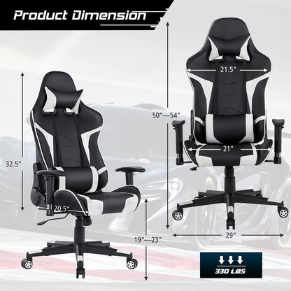 GYMAX Silla para videojuegos, sillas de masaje para adultos con reposacabezas,...