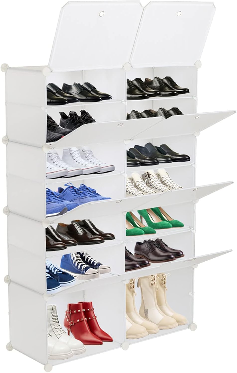 Organizador de zapatos, cajas de zapatos transparentes resistentes, apilables,...