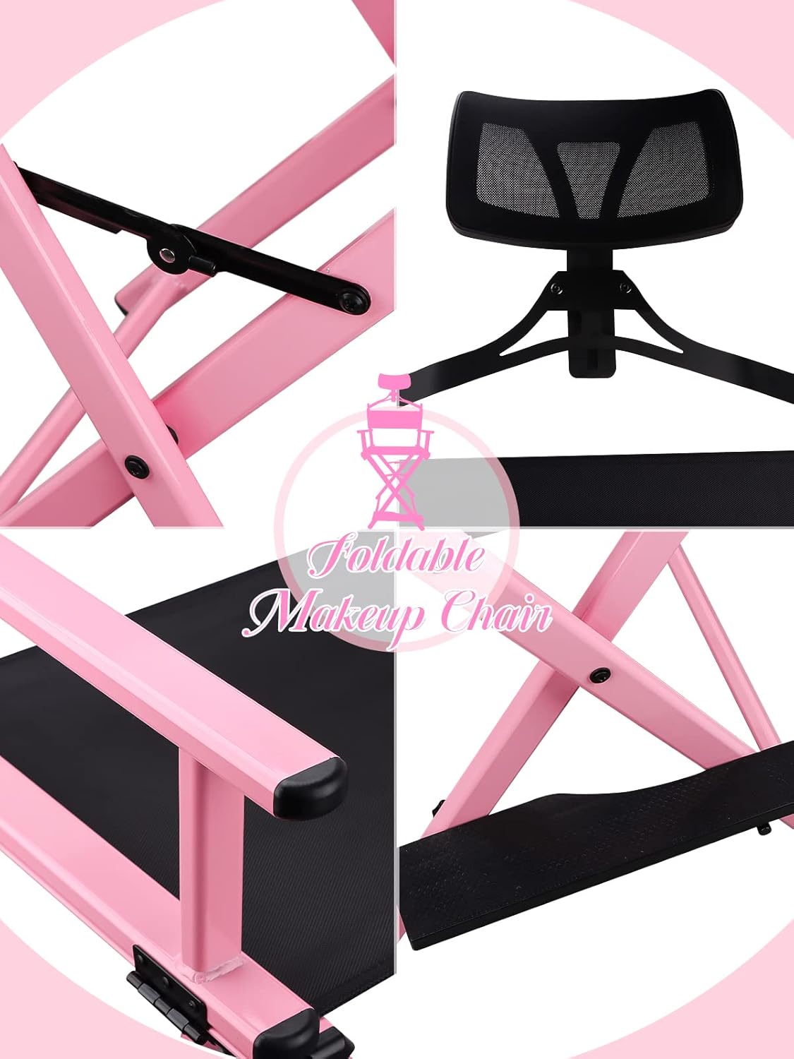 Lorvain Silla plegable de maquillaje para artista, silla de directores plegable...