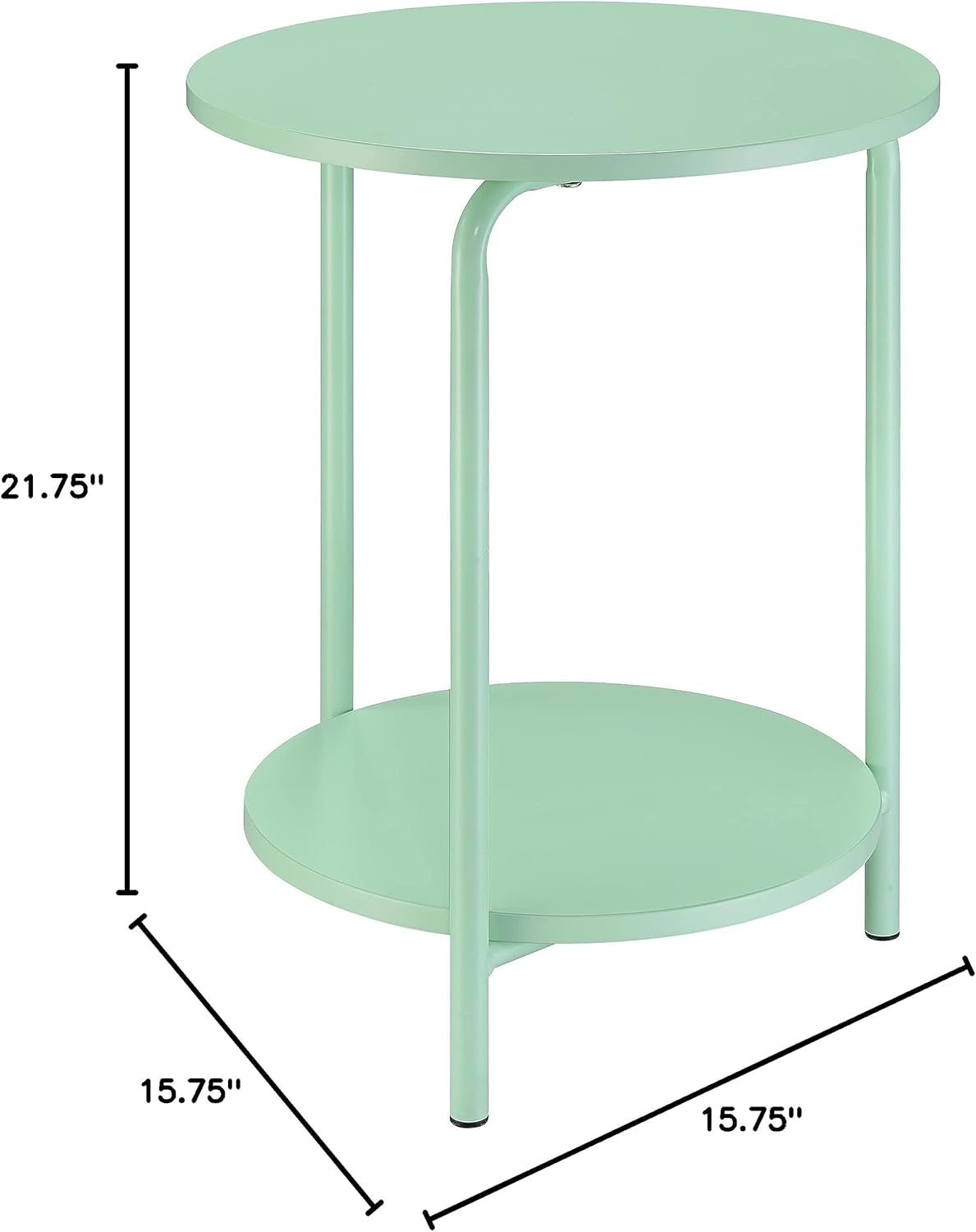 OSP Home Furnishings Elgin - Mesa redonda de metal con 2 estantes, color menta