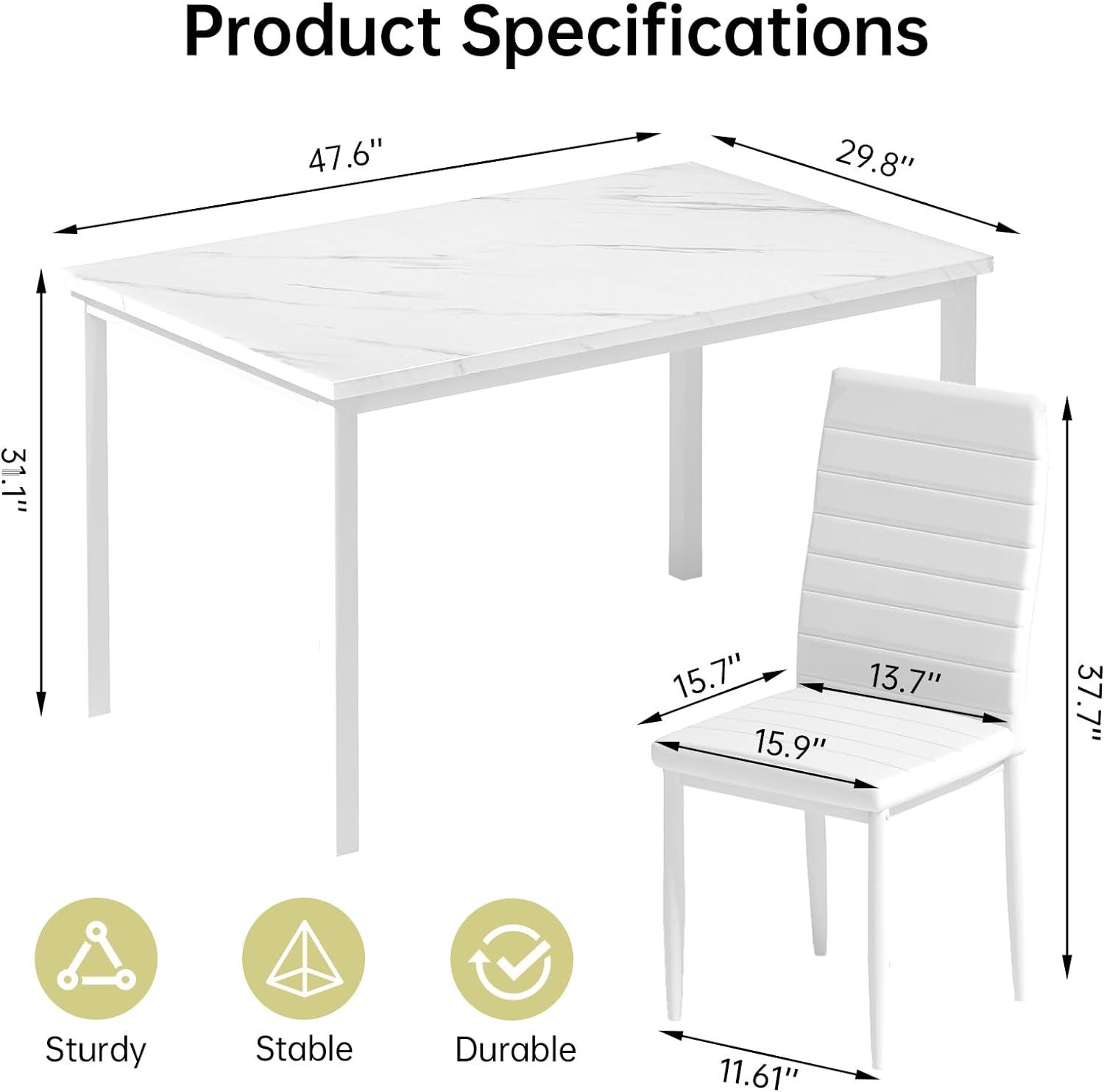 DKLGG Juego de mesa de comedor de 5 piezas, juego de mesa de comedor para 4,