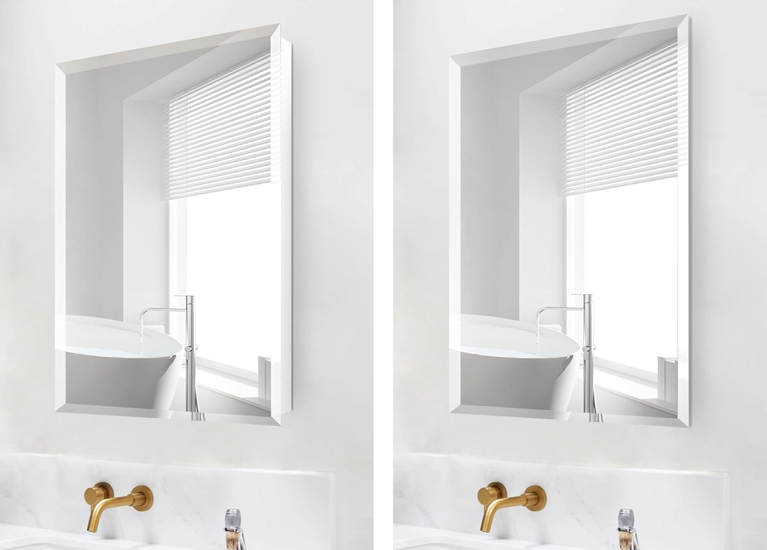 Botiquín de baño con espejo sin marco de 14 x 24 pulgadas, gabinete de espejo...