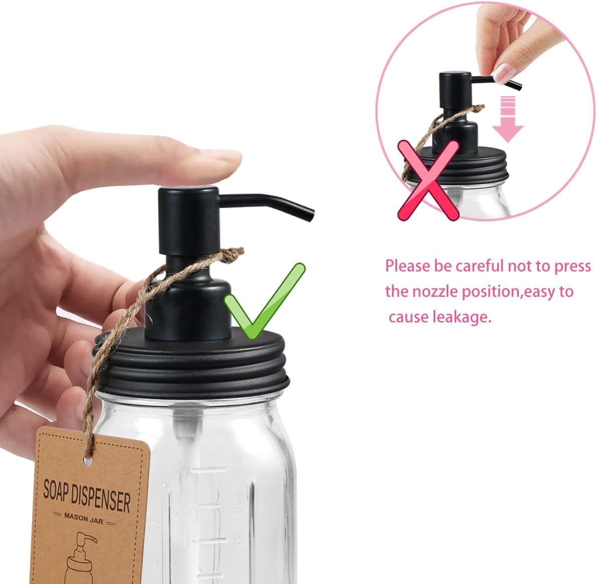 Amolliar Mason Jar - Juego de accesorios de baño de 4 piezas, dispensador de...