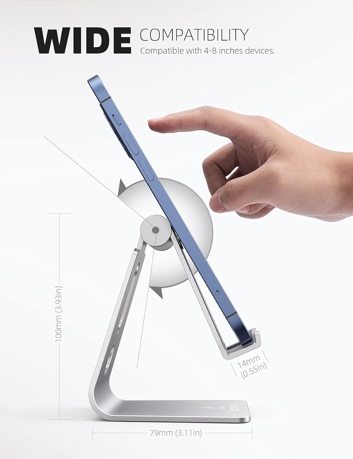 Lamicall Soporte de teléfono universal ajustable., Plateado