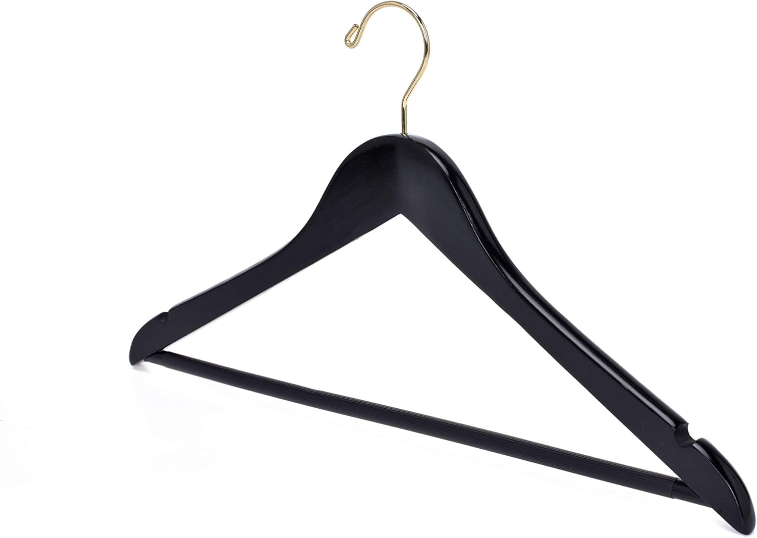 Perchas de madera negra de calidad, juego de 30 perchas ligeramente curvadas,