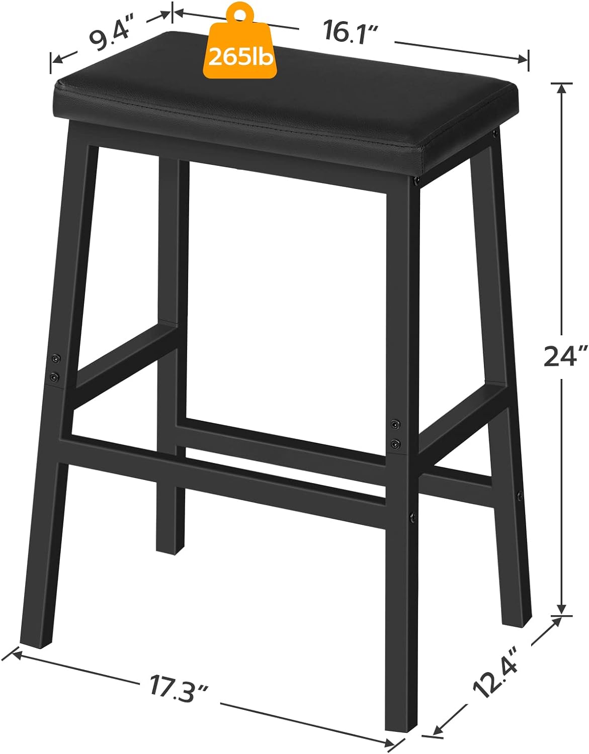 HOOBRO Taburetes de bar, juego de 2 sillas de bar de 24 pulgadas, taburetes de...