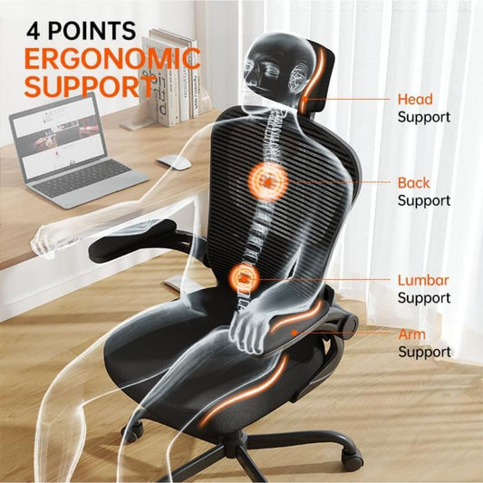 Silla de oficina Synorla Negro ergonómica de 330 libras
