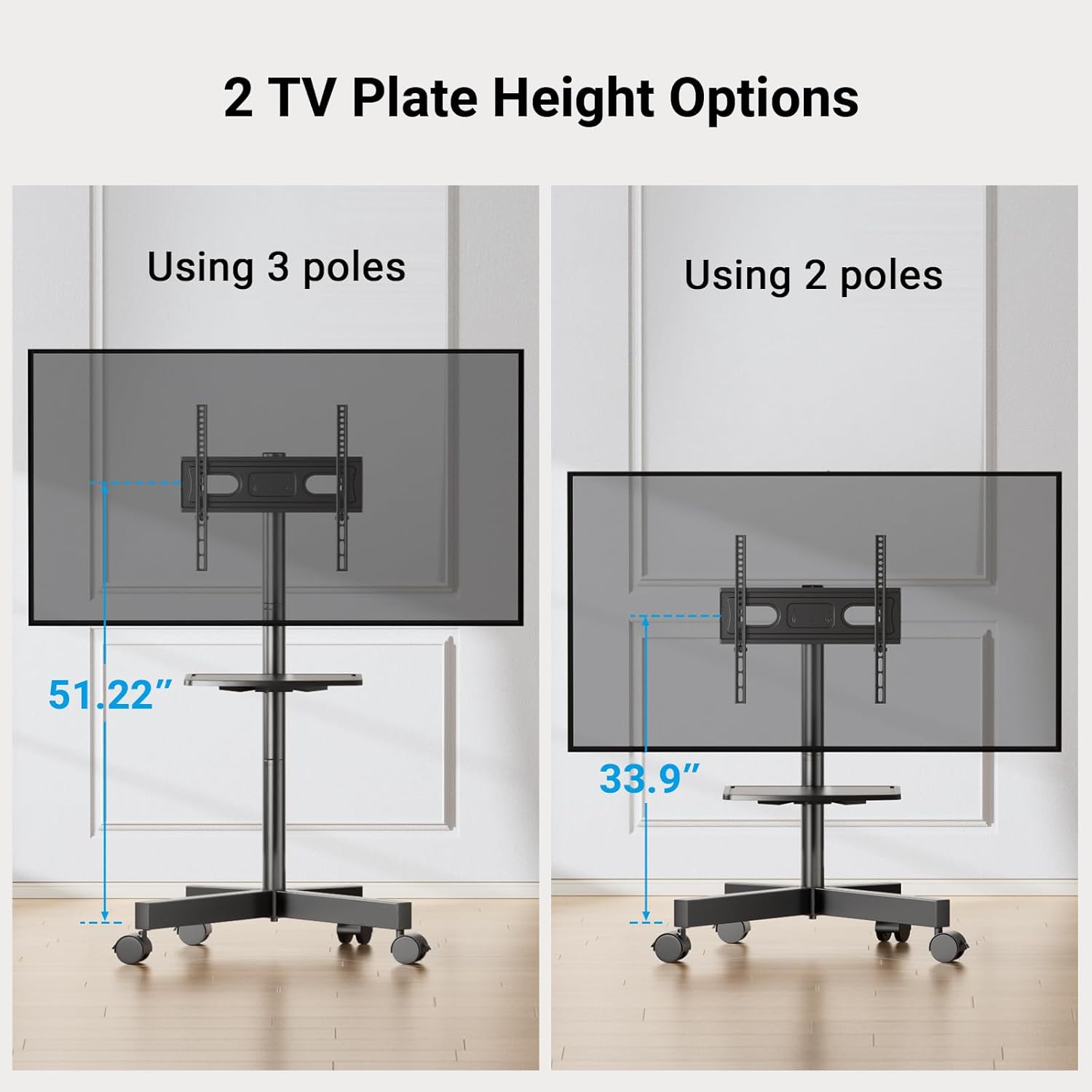 PERLESMITH Soporte de TV móvil para televisores de pantalla LCD LED...