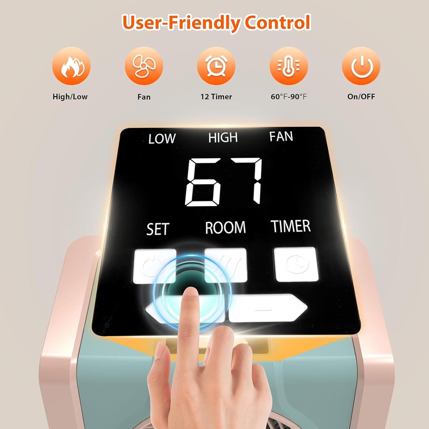 HEATIT Calentador de espacio para interiores, pantalla digital con termostato,...