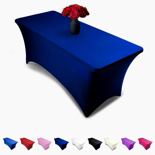 Mantel rectangular de lino de elastano de 6 pies, color azul marino, funda...