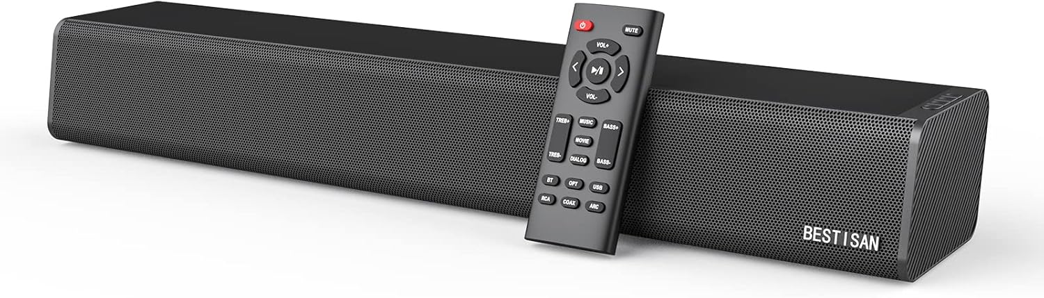 Barra de sonido, BESTISAN Barra de sonido de 50 vatios con HDMI, óptica,...