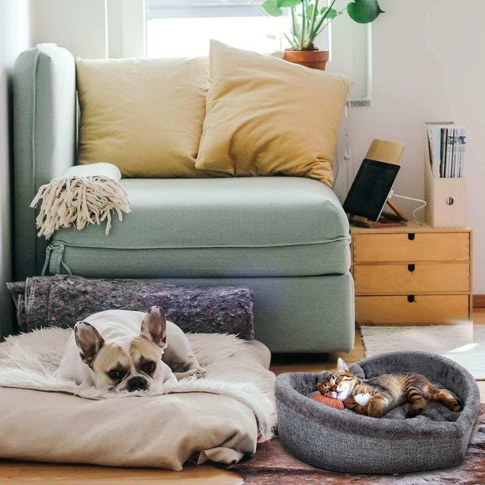 Cama para mascotas con forma de corazón para gatos o perros pequeños, felpa...