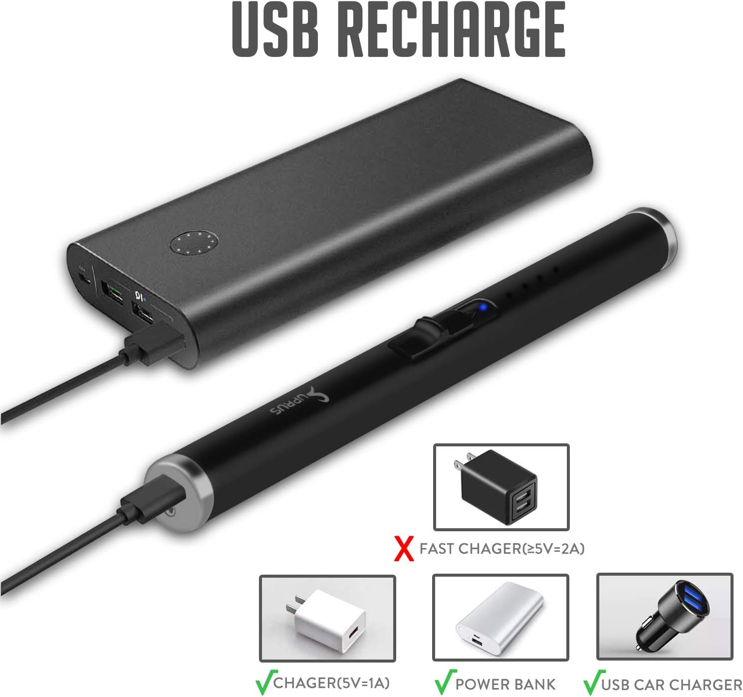 Encendedor de arco de vela SUPRUS USB de 6.89pulgadas, recargable, sin llama,...
