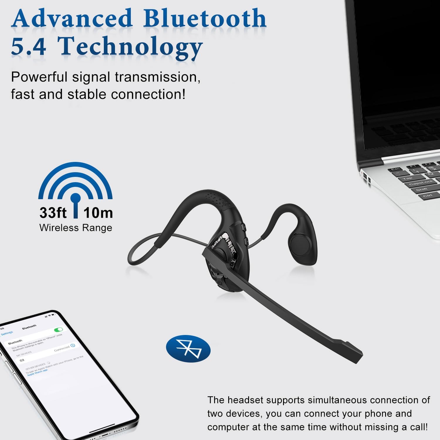 BANIGIPA Auriculares de oreja abierta, auriculares Bluetooth de conducción de...
