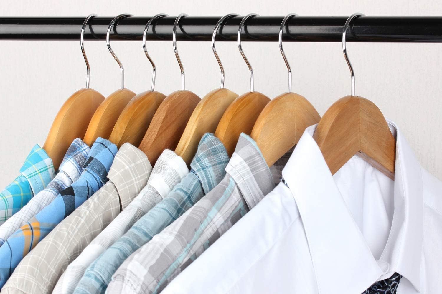 Perchas de madera para trajes, paquete de 20 perchas de madera antideslizantes