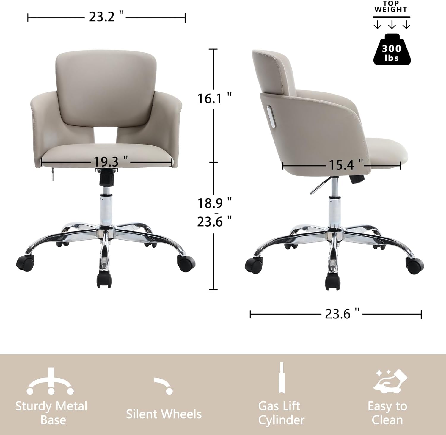 Silla de oficina en casa con ruedas, altura ajustable, de piel sintética,...