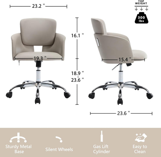 Silla de oficina en casa con ruedas, altura ajustable, de piel sintética,...