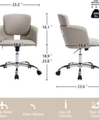 Silla de oficina en casa con ruedas, altura ajustable, de piel sintética,...