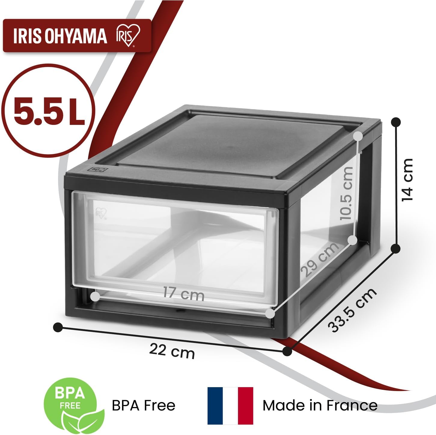 IRIS USA - Paquete de 4 cajones de almacenamiento apilables, 6 cuartos de...