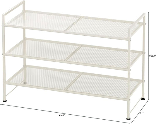 Simple Houseware Zapatero apilable de malla de 3 niveles, color blanco