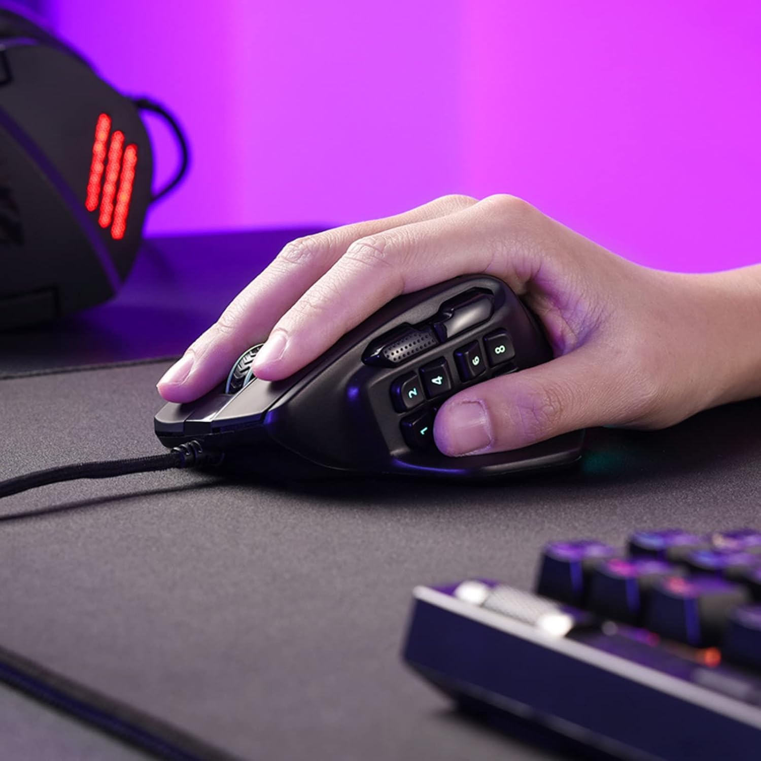 Redragon M811 Aatrox MMO Mouse para juegos, 15 botones programables con cable...