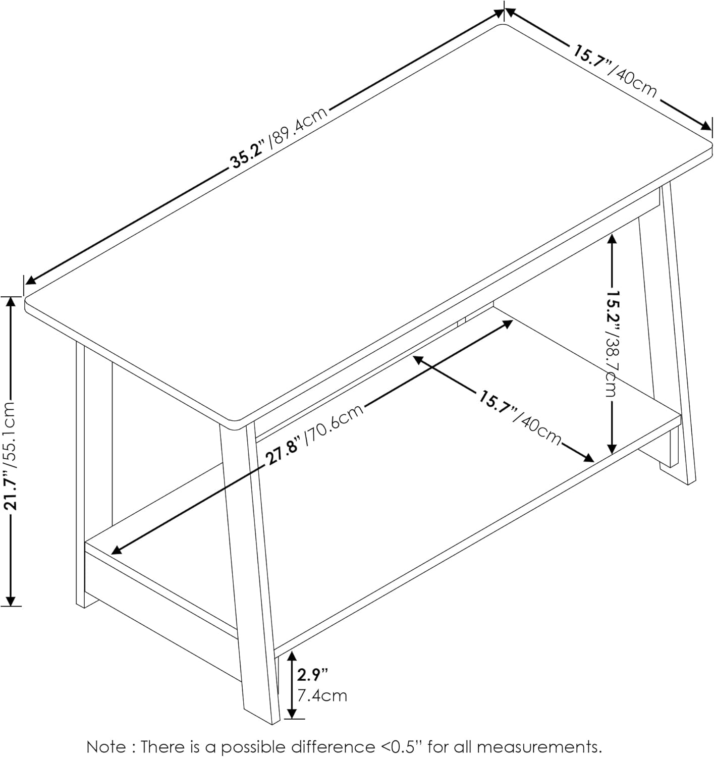 Furinno Beginning - Soporte para TV, color gris roble francés, 15.59 x 35.04 x...