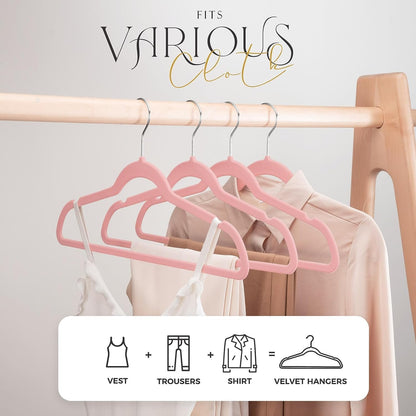 Premium Velvet Hangers, Non-Slip Thin Flocked Felt Hangers, Sturdy Clothes