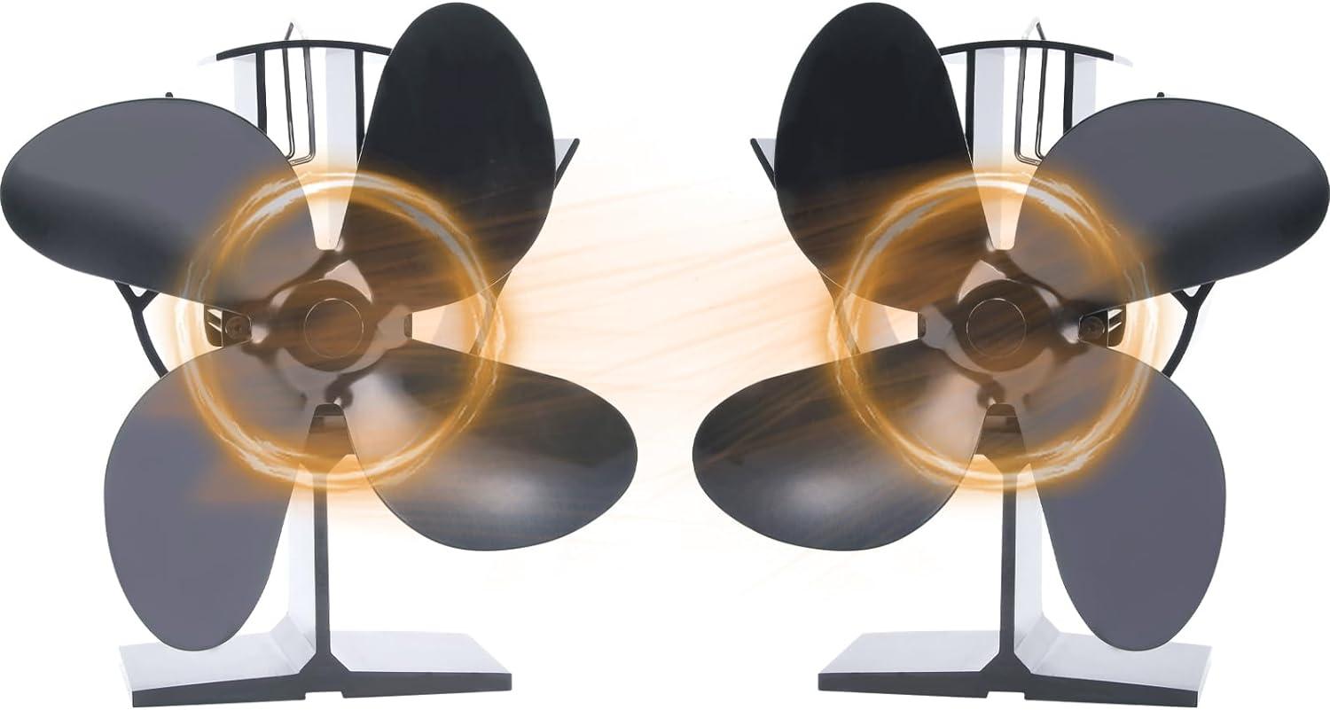 KIAASDSY Ventilador de 4 aspas, ventilador de estufa de leña, ventilador de