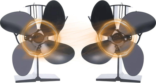 KIAASDSY Ventilador de 4 aspas, ventilador de estufa de leña, ventilador de