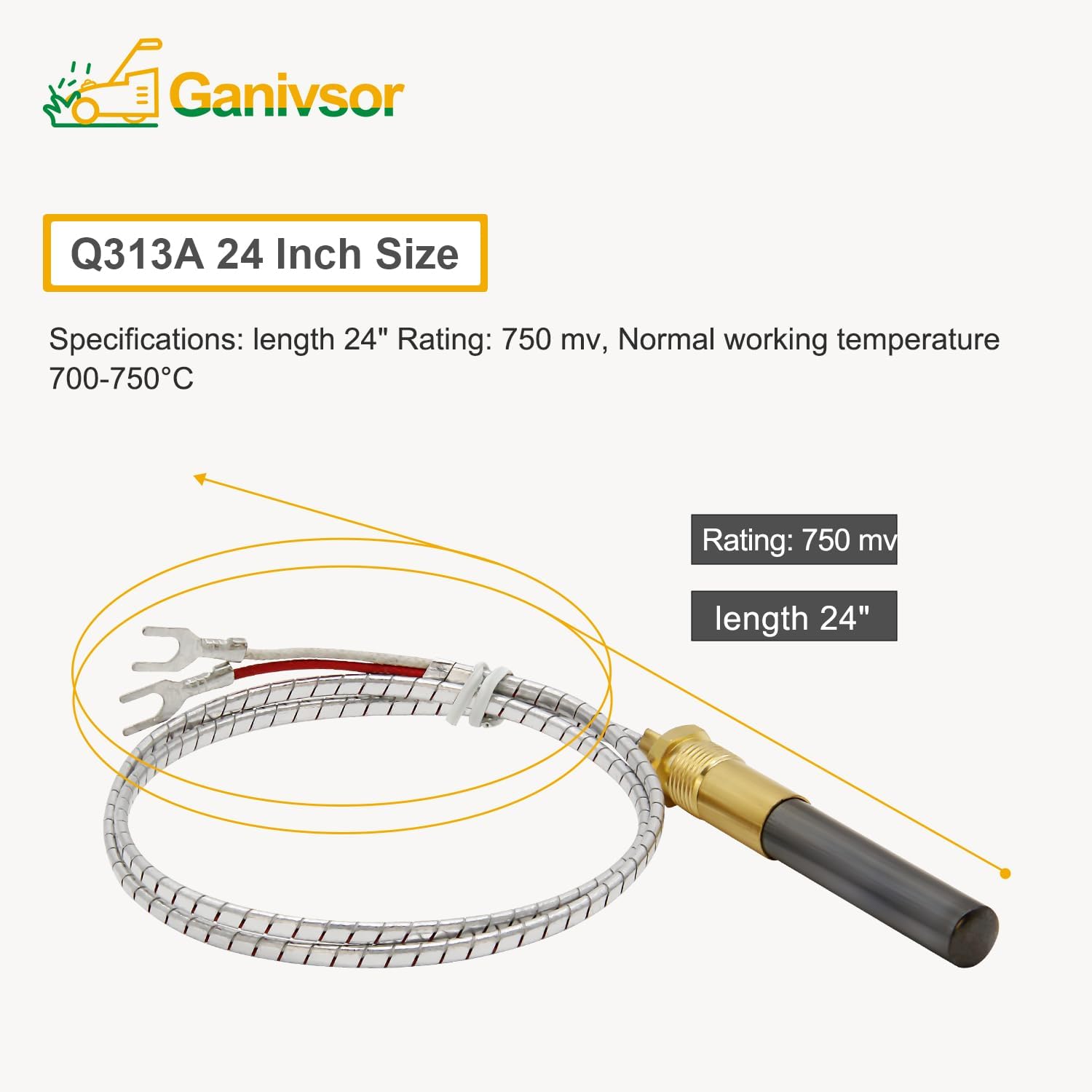 Ganivsor Generadores de termopila de 24 pulgadas, termopila Q313A de 750...