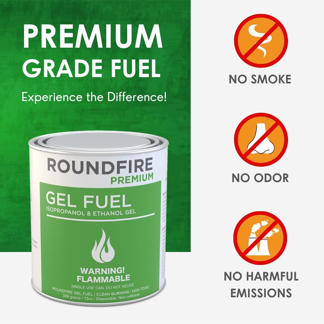 ROUNDFIRE Paquete de 24 latas de combustible de gel para cuenco de fuego,...