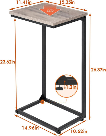 AMHANCIBLE Mesa auxiliar en forma de C, juego de 2 mesitas de noche LED, mesas...