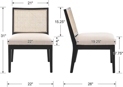 Silla decorativa moderna de ratán estilo rústico de mediados de siglo, cómoda