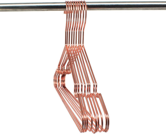 Paquete de 10 perchas de 13.0 in para niños, color oro cobre rosa, con alambre