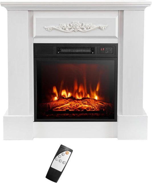 S AFSTAR Chimenea eléctrica con chimenea, calentador de chimenea de 1400 W y 32...