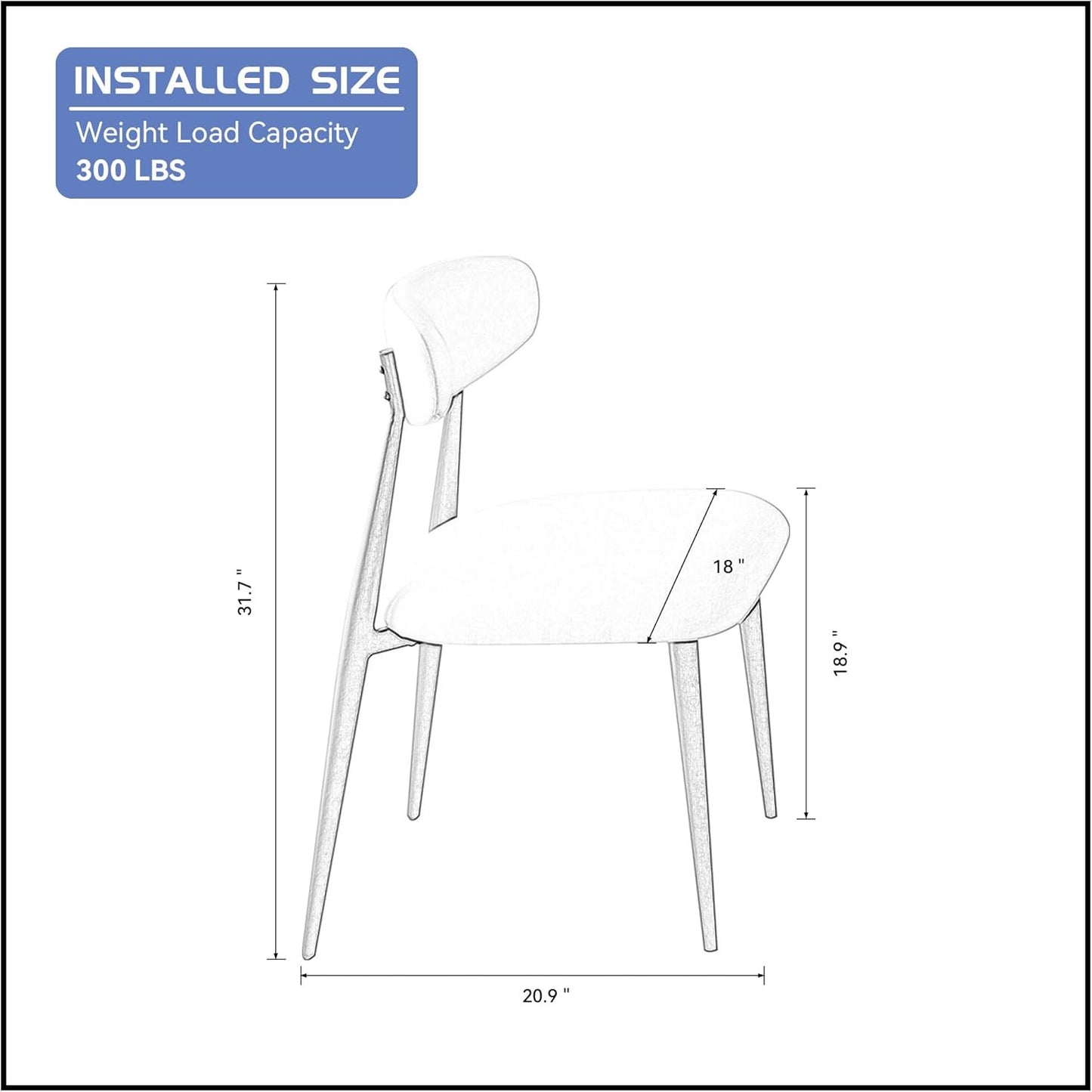 Juego de 2 sillas de comedor, sillas de comedor modernas de mediados de siglo,