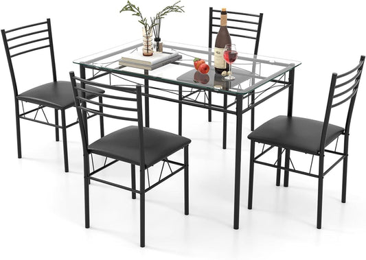 Giantex Juego de mesa de comedor de 5 piezas, juego de comedor de cocina con