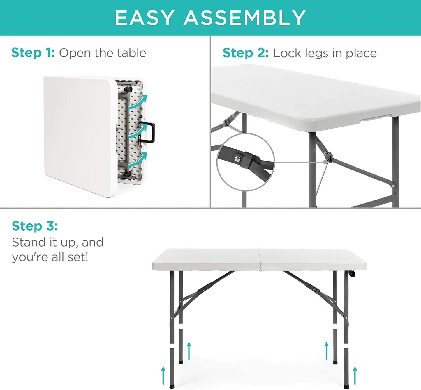 Mesa plegable Mesa plegable de plástico resistente para fiestas en interiores y