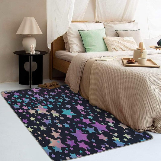 Alfombras de estrellas para dormitorio, sala de estar, alfombra colorida de 5 x...