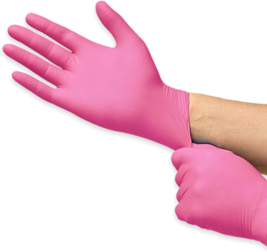 Inspire Guantes desechables sin látex Guantes de nitrilo rosa para peluquería y