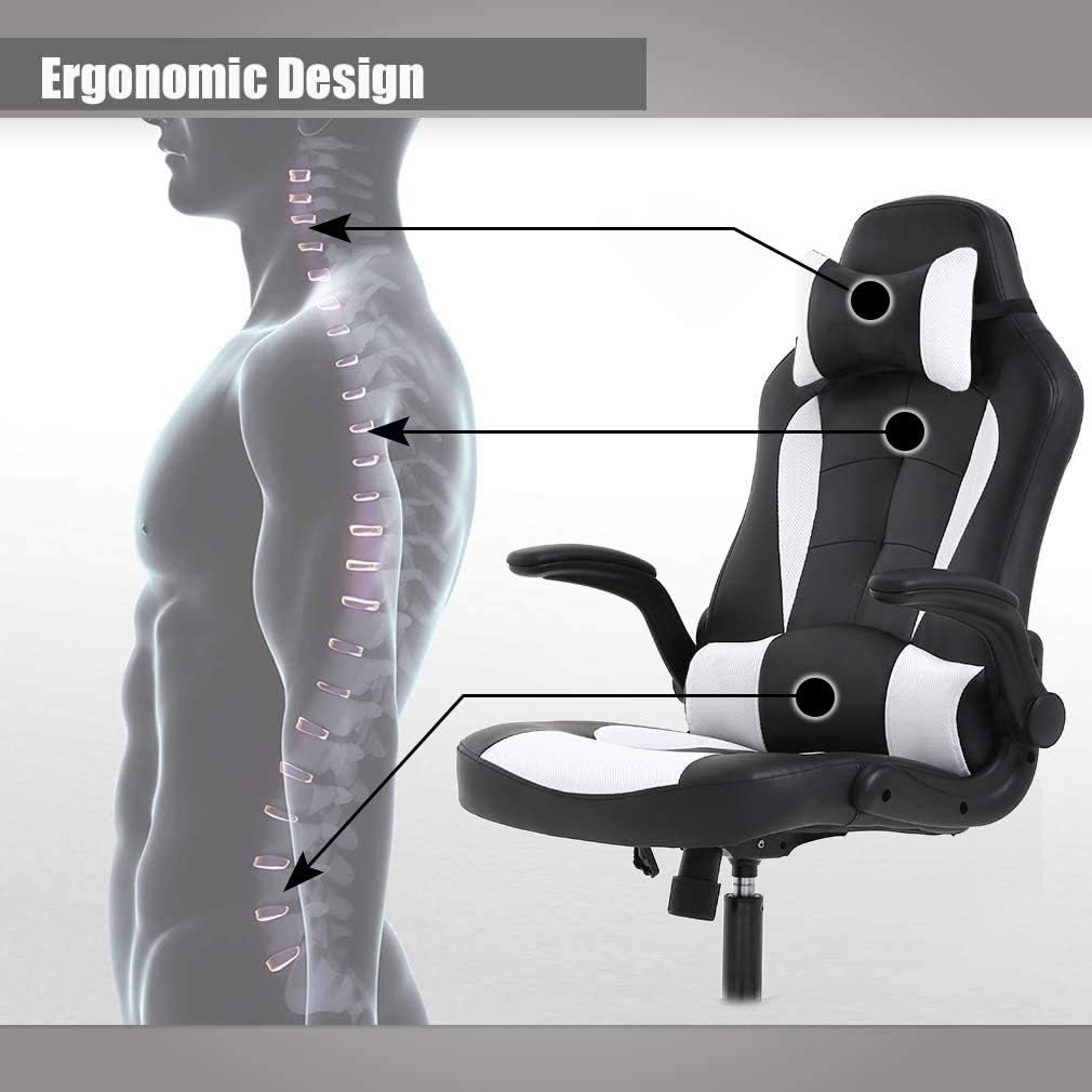 Silla para PC y jugar videojuegos con estilo de carreras. Silla ejecutiva de...
