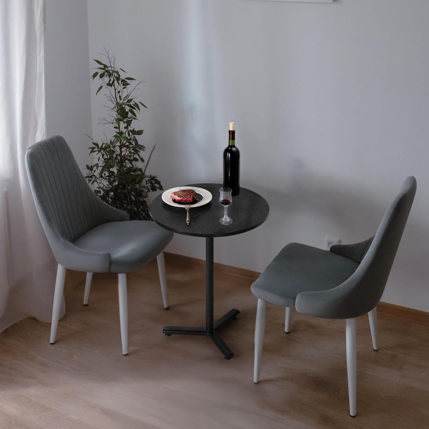 Mesa de comedor redonda pequeña, moderna mesa de cocina pequeña con parte...