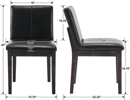 Sillas Parsons de comedor de madera con respaldo rectangular, estilo moderno de