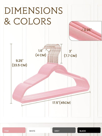 Perchas de terciopelo rosa Paquete de 50 perchas de fieltro antideslizantes de