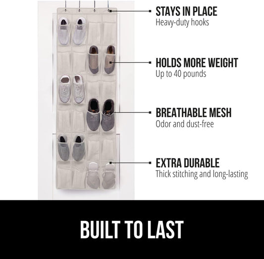 Gorilla Grip - Organizador de zapatos grande de malla transpirable con 24...