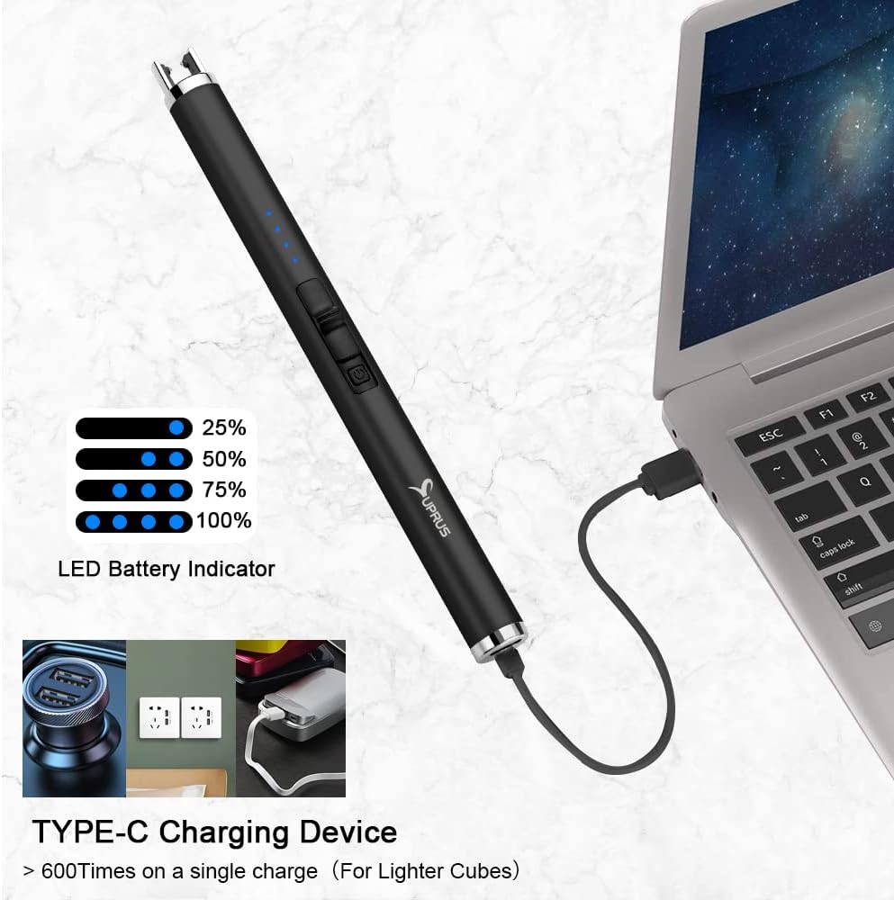 Encendedor de arco de vela SUPRUS USB de 6.89pulgadas, recargable, sin llama,...