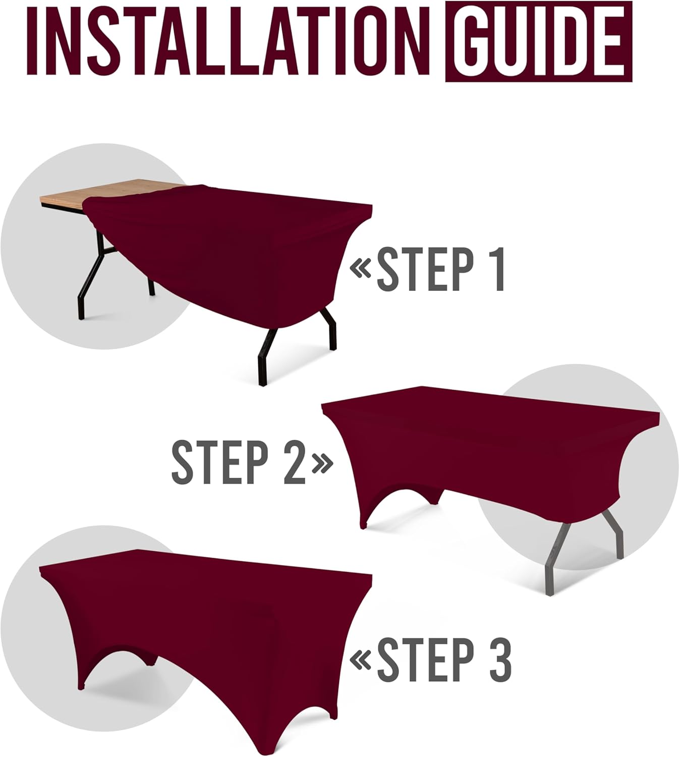 Utopia Kitchen Mantel rectangular de elastano de 6 pies 1 paquete, borgoña...