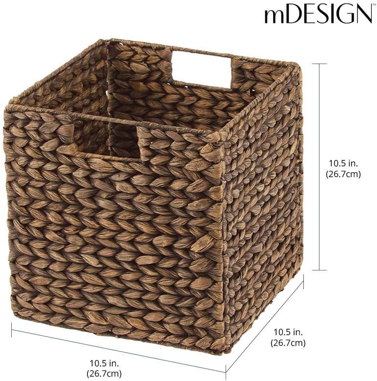 mDesign L Cesta de almacenamiento tejida con jacinto, en forma de cubo, 2