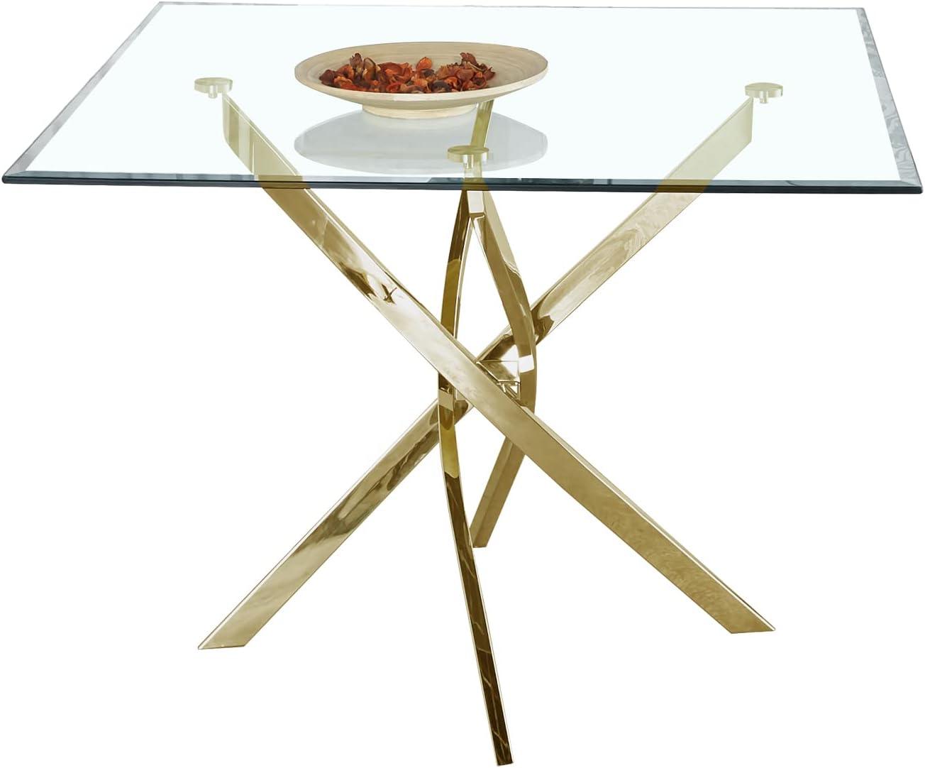 Mesa de comedor cuadrada de vidrio de 36 pulgadas para 4, mesa de comedor de