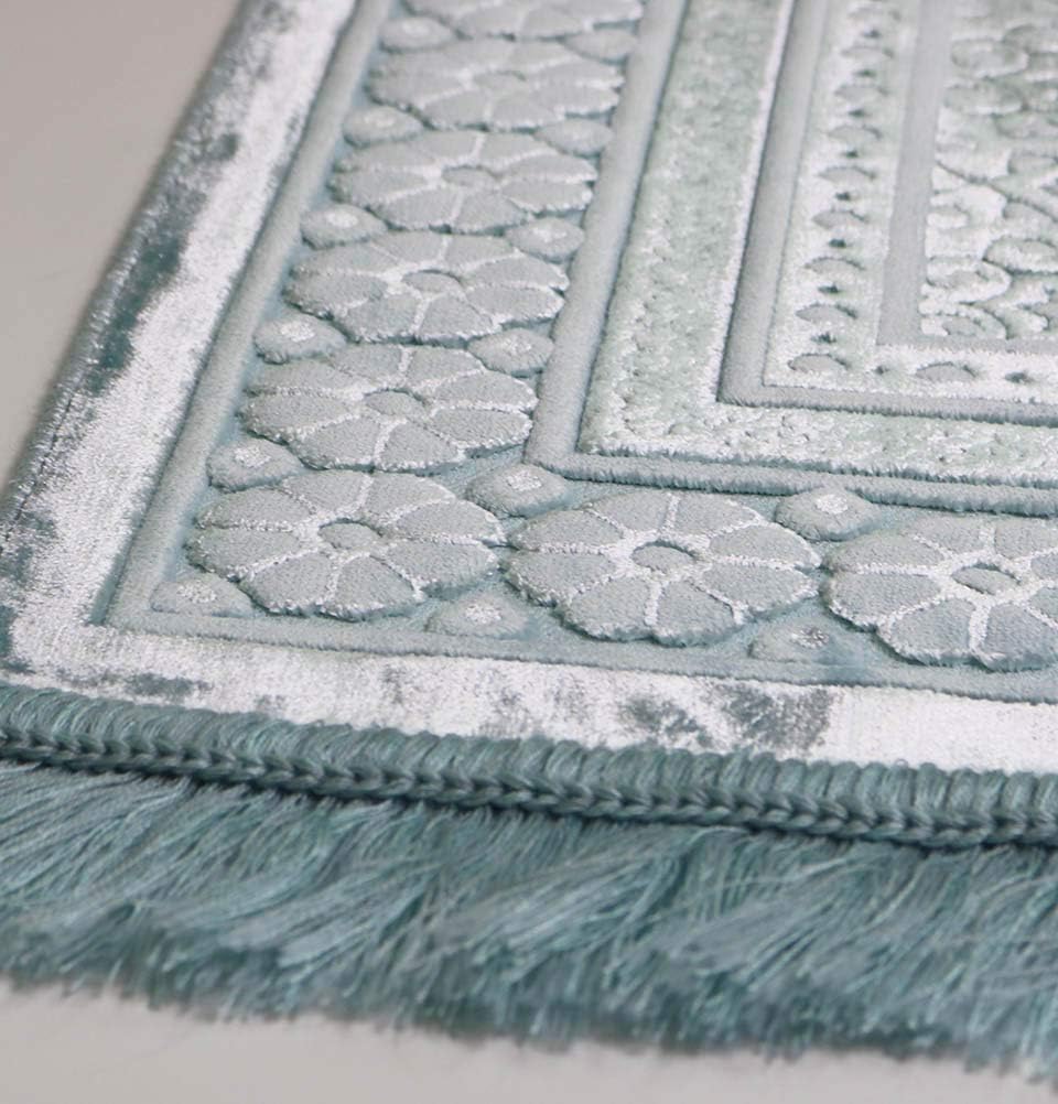 Modefa Alfombra de oración de terciopelo con cuentas de oración Ramadán Eid...